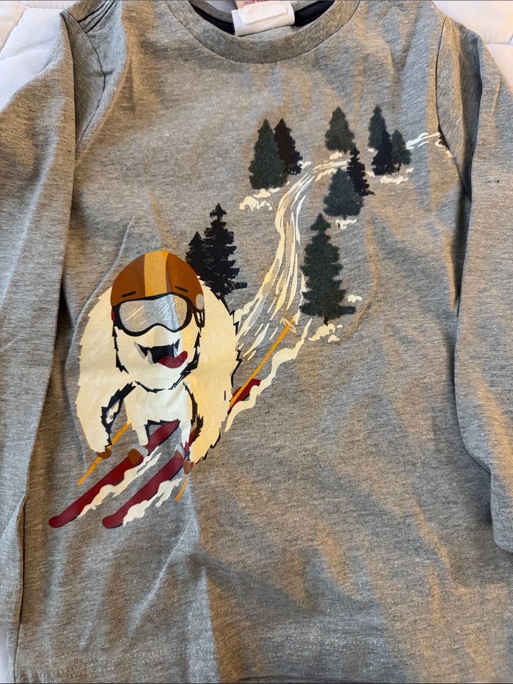 Tommy Bahama Gray Long-Sleeve Ski Dog Graphic Tee
